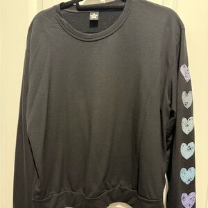 Pixie lane Black Sweatshirt with Heart Sleeve Design